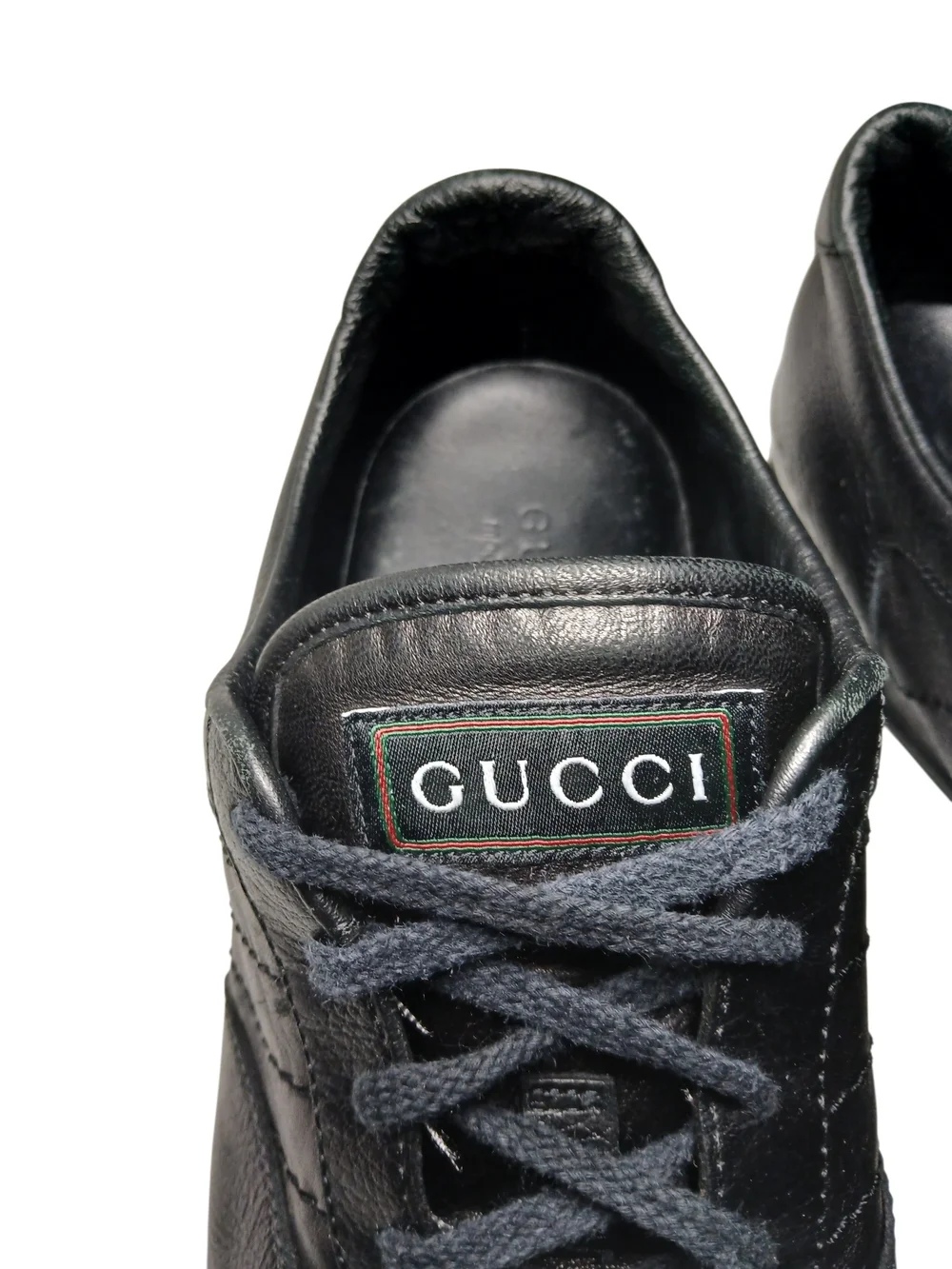 Vintage Gucci Men’s Black Leather Lace-Up Sneakers 9.5 Original Gucci